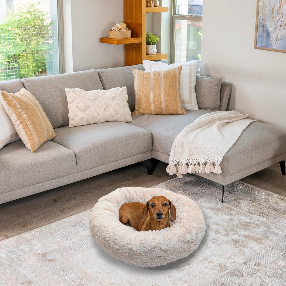 Best Friends by Sheri nid-donut-chien-sommeil-profond-luxe-fourrure-oyster-23x23: favorise des nuits plus reposantes.