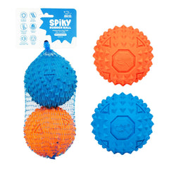 Best Pet Supplies balle piquante bleu-orange, jouet interactif durable pour chiens actifs.