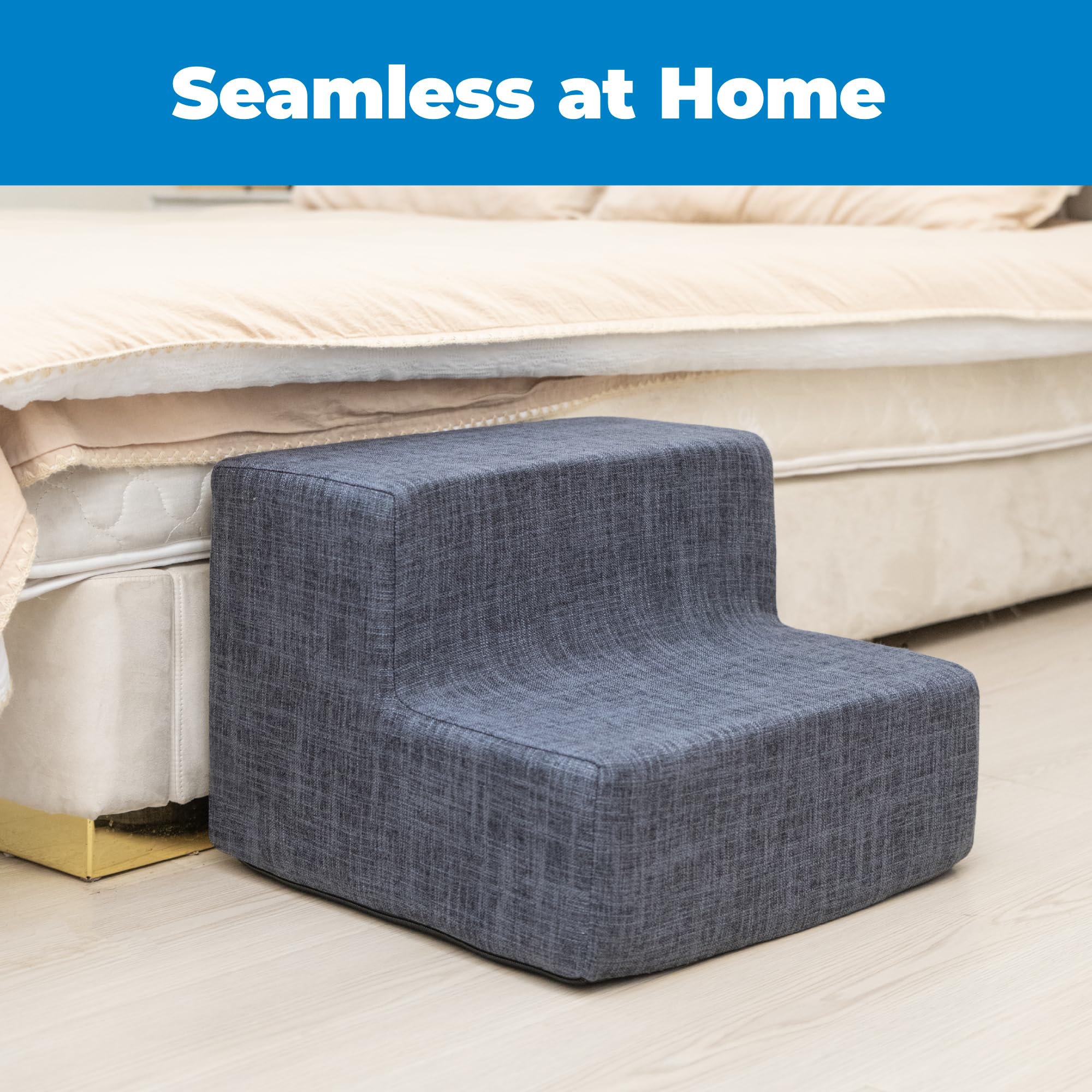 Best Pet Supplies escaliers gris foncé lin mousse, base stable et confortable.