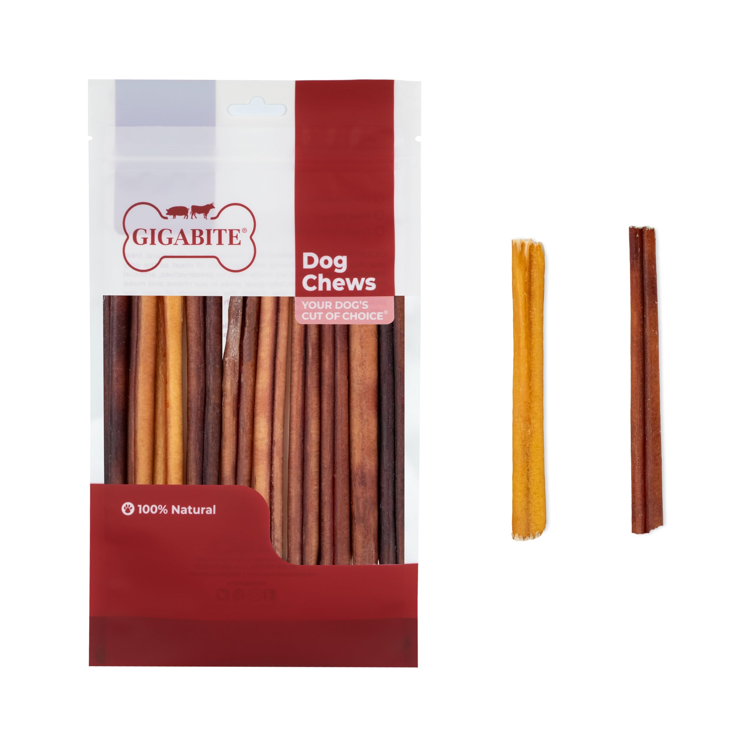 GigaBite Bully Sticks Best Pet Supplies, os de bœuf naturel pour chien, récompense durable.