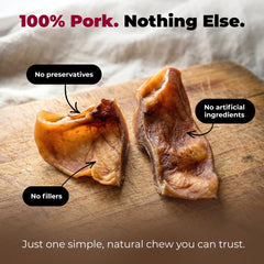 Gigabite Best Pet Supplies oreilles de porc demi-coupées pour grands chiens, texture savoureuse.
