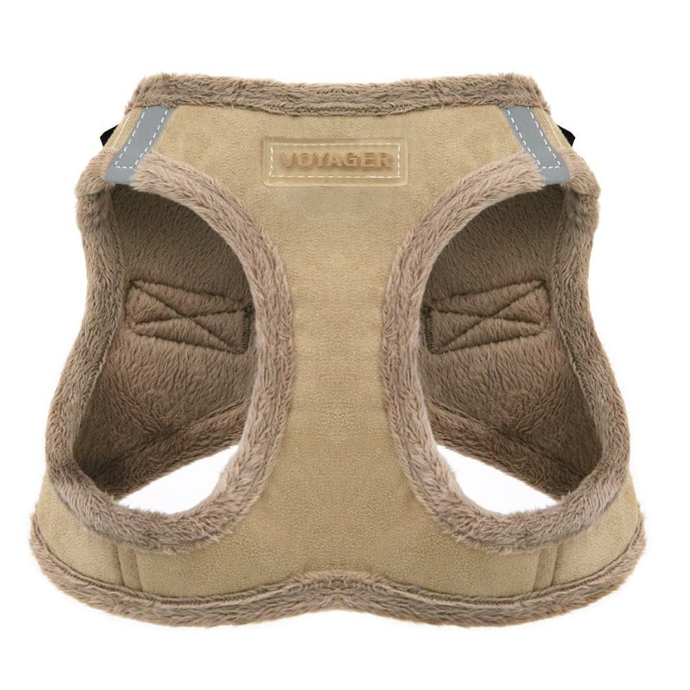 Best Pet Supplies harnais peluche latte suede M, confort tout-temps pour promenades.