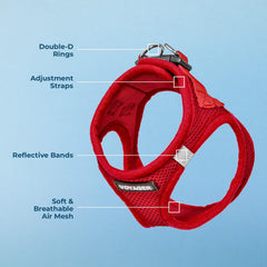 Système de sécurité triple Best Pet Supplies: fermeture auto-agrippante, boucle et anneaux double D.