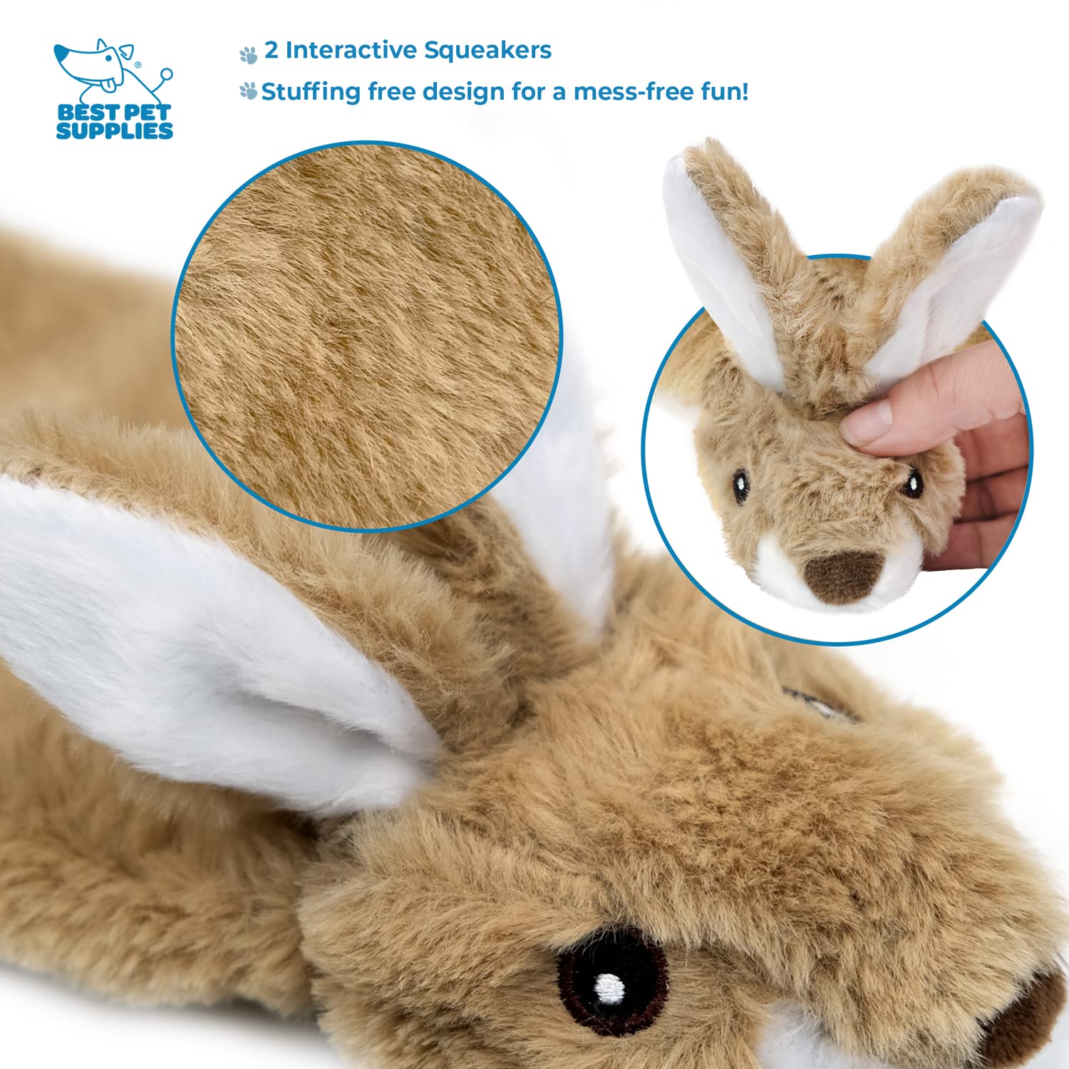 Best Pet Supplies – jouet à cri dans tête et queue avec Velcro, pour varier les sensations.