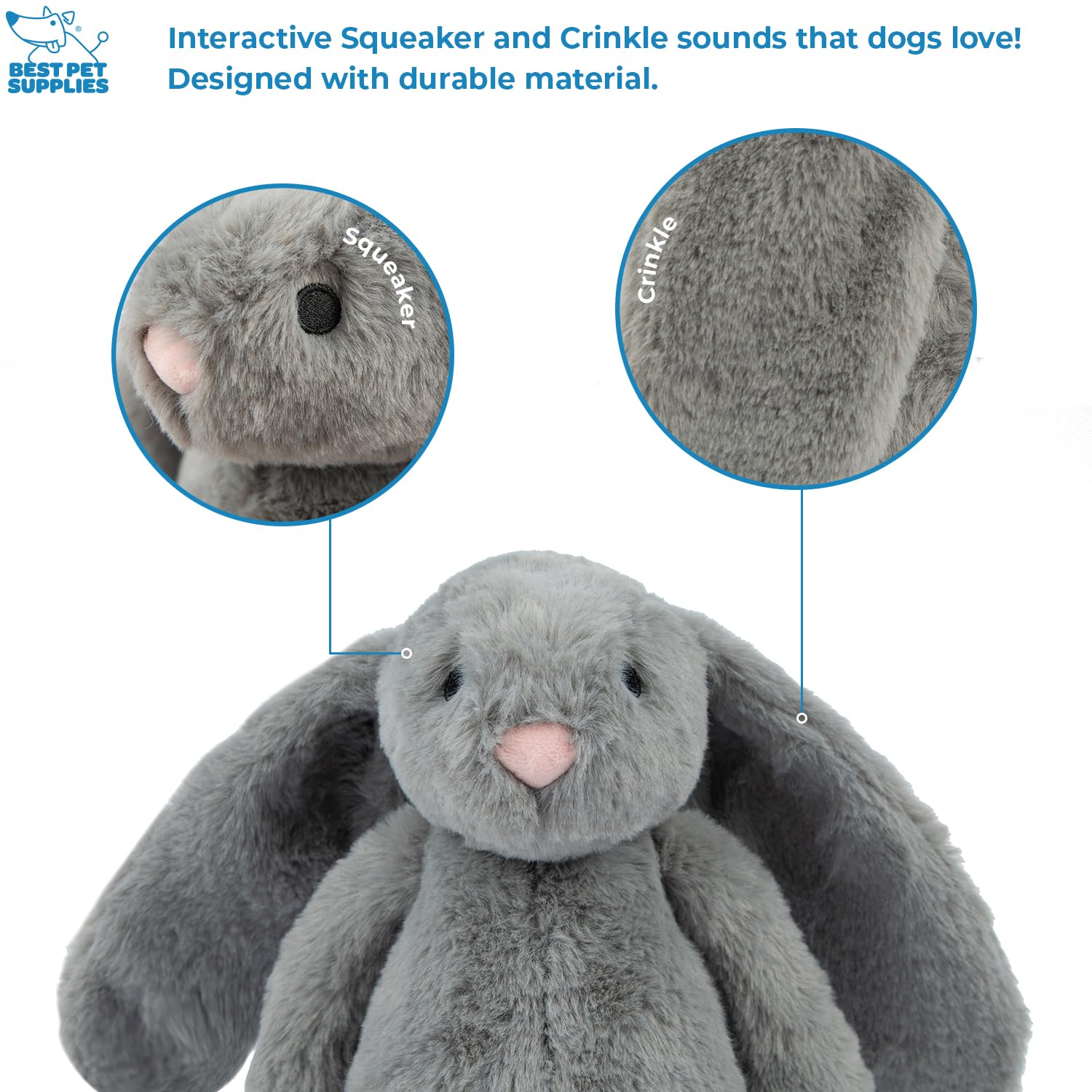 Best Pet Supplies jouet lapin peluche grand, douceur et durabilité.