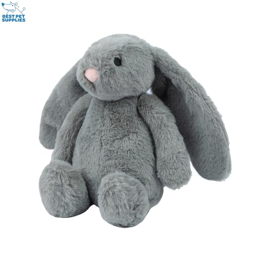 Best Pet Supplies lapin gris grand, peluche douce pour chiens de taille moyenne.