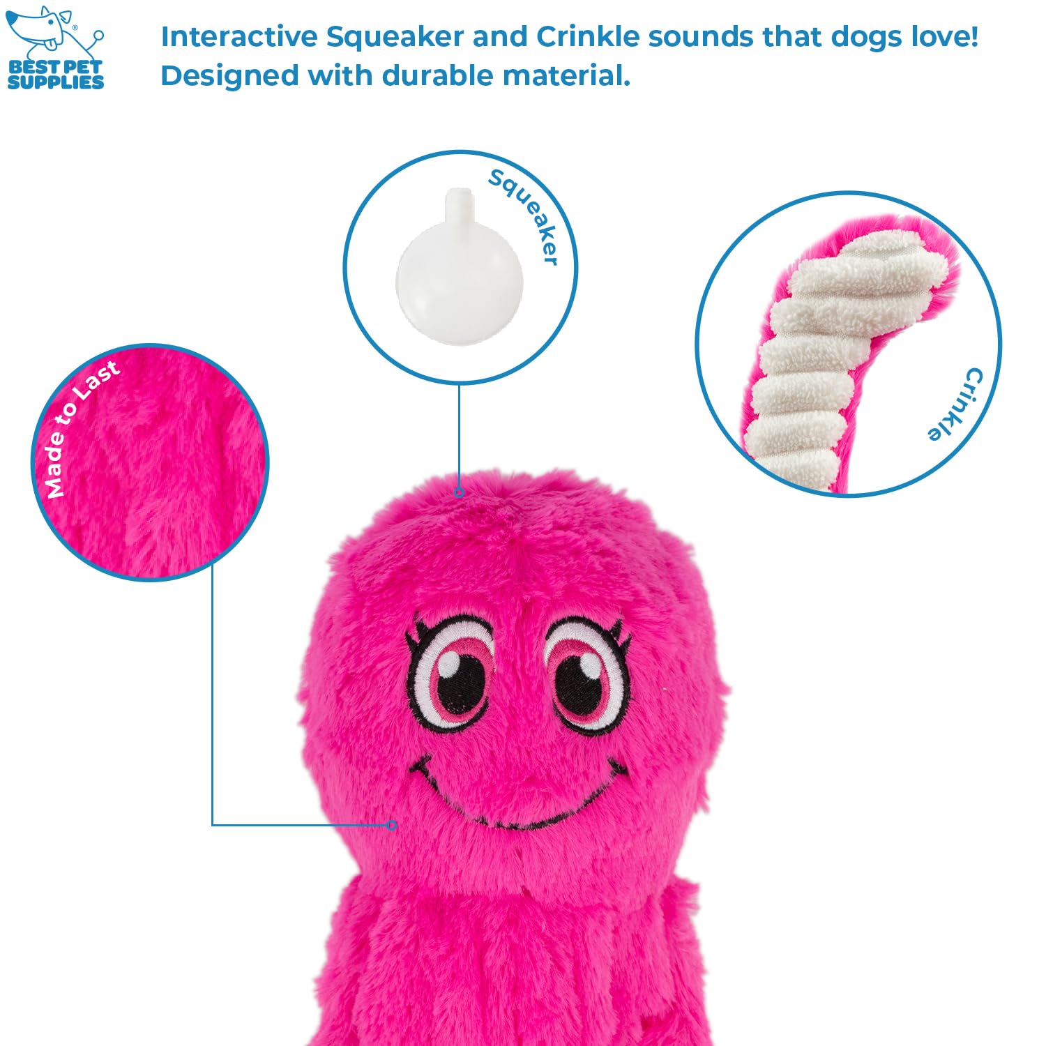 Best Pet Supplies Octomutant, taille grande, encourage activité physique et jeux de lancer.