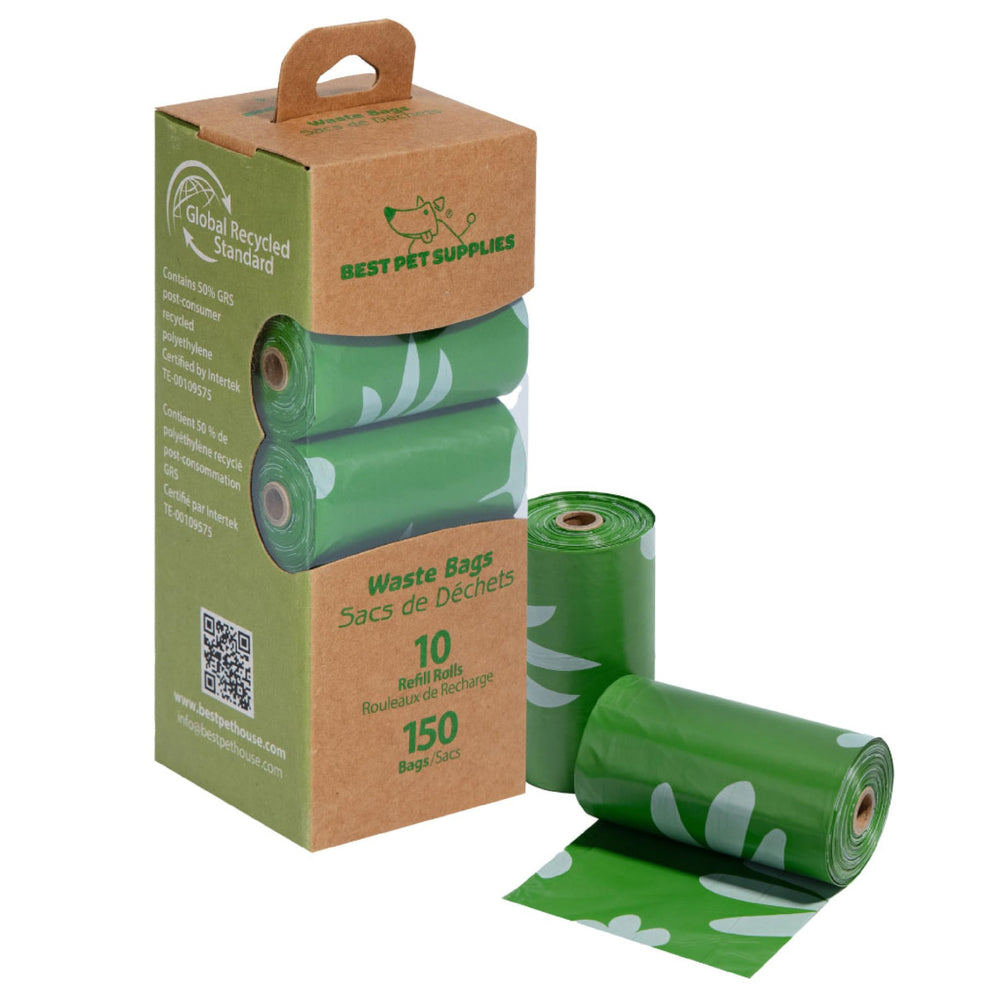 Best Pet Supplies sacs-crottes chien, paquet 150, couleur verte, prêt pour les balades.