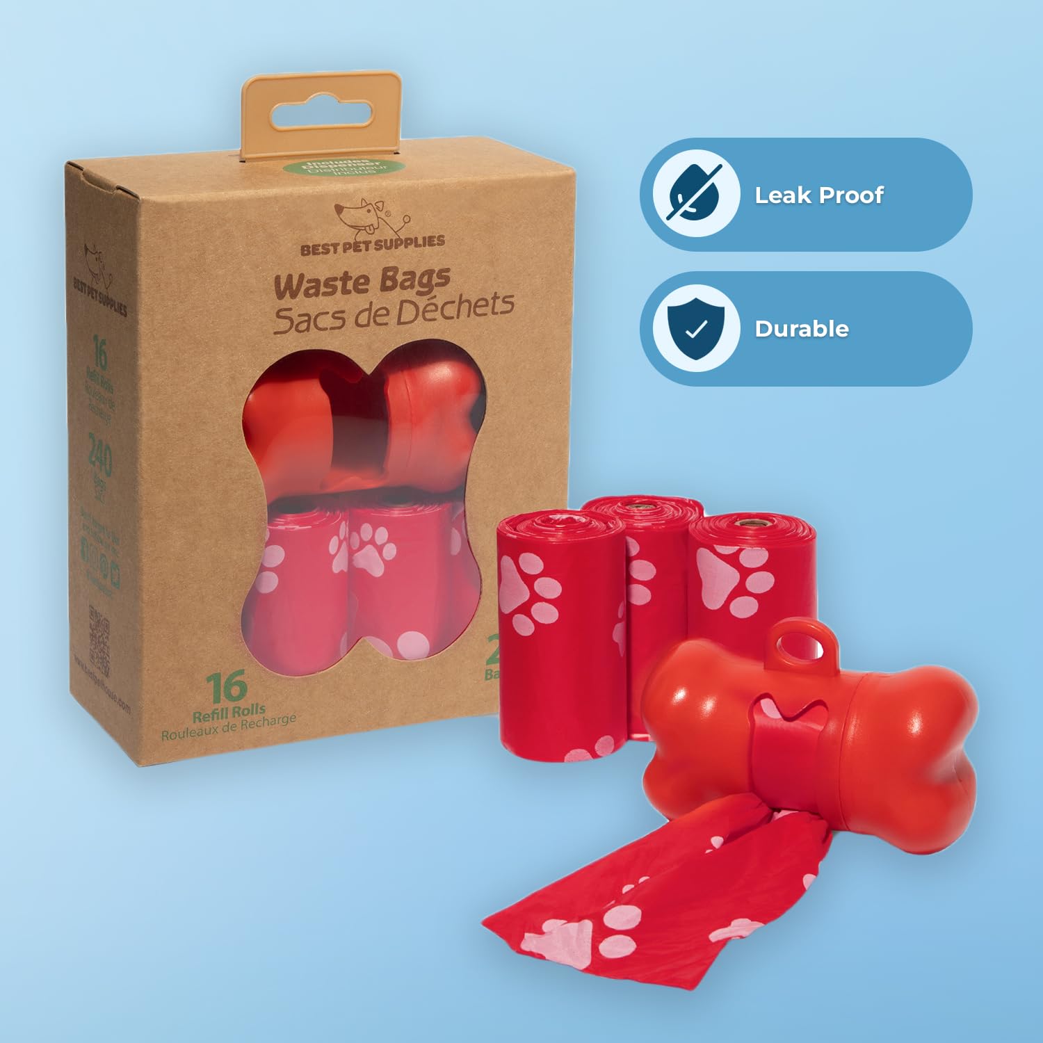 Best Pet Supplies – sacs à crottes grande taille 33 x 23 cm