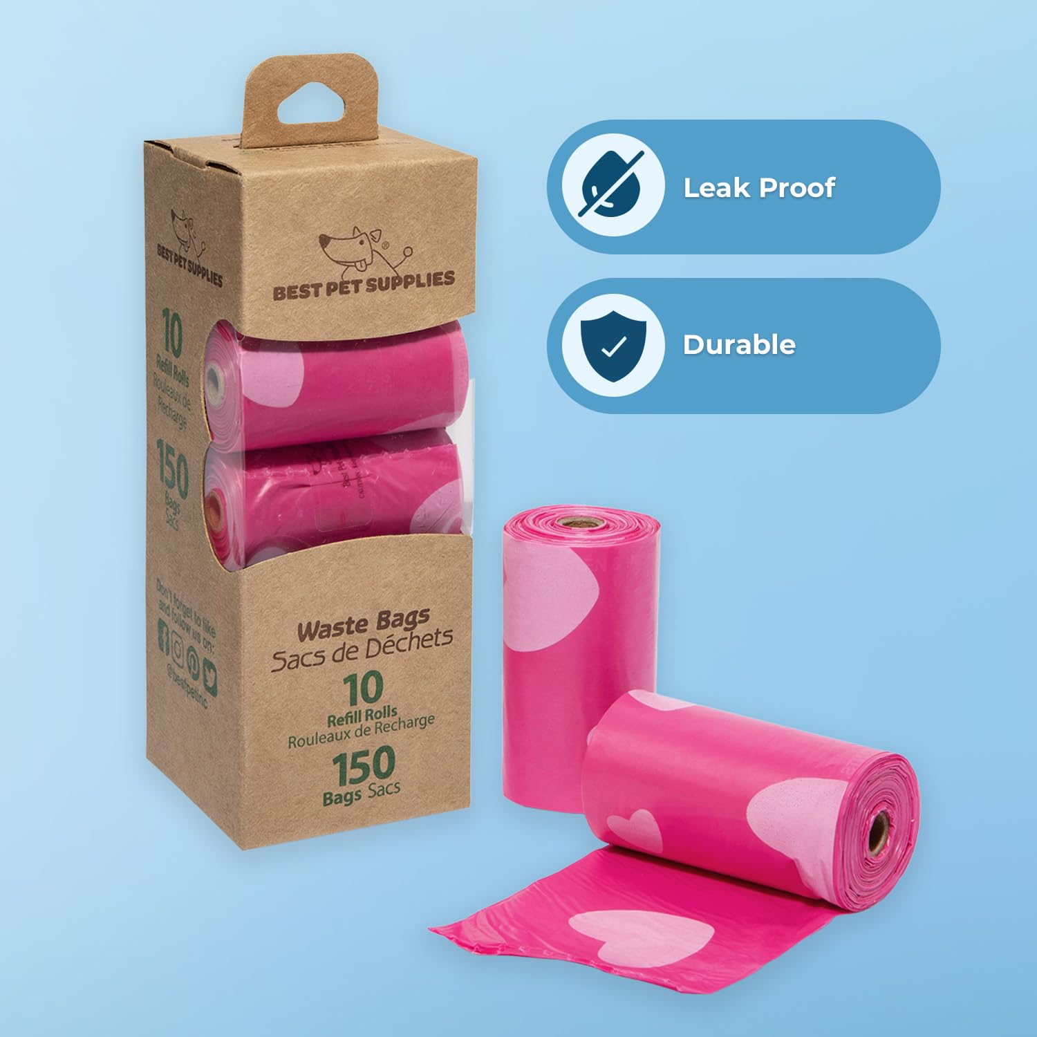 Sacs perforations faciles Best Pet Supplies pour usage rapide.