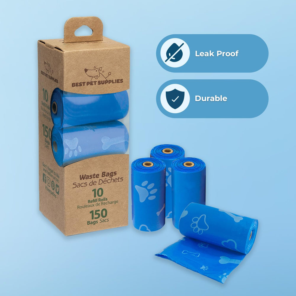 Best Pet Supplies — sacs-poubelle bleus avec déchirure facile pour sorties quotidiennes.