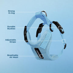 Boucles solides sur le harnais Voyager assurant une sécurité pratique lors des sorties.