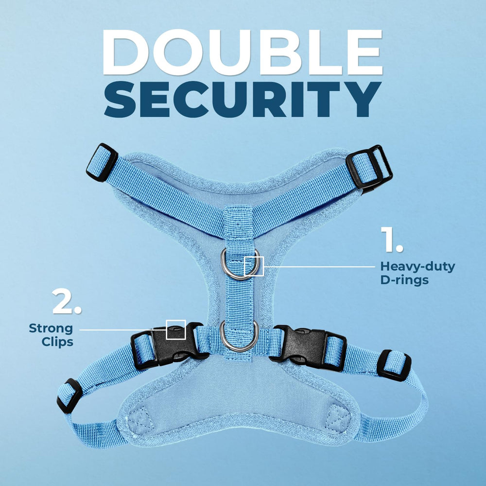 Harnais Voyager ajustable en bleu clair, confort personnalisé pour votre animal.