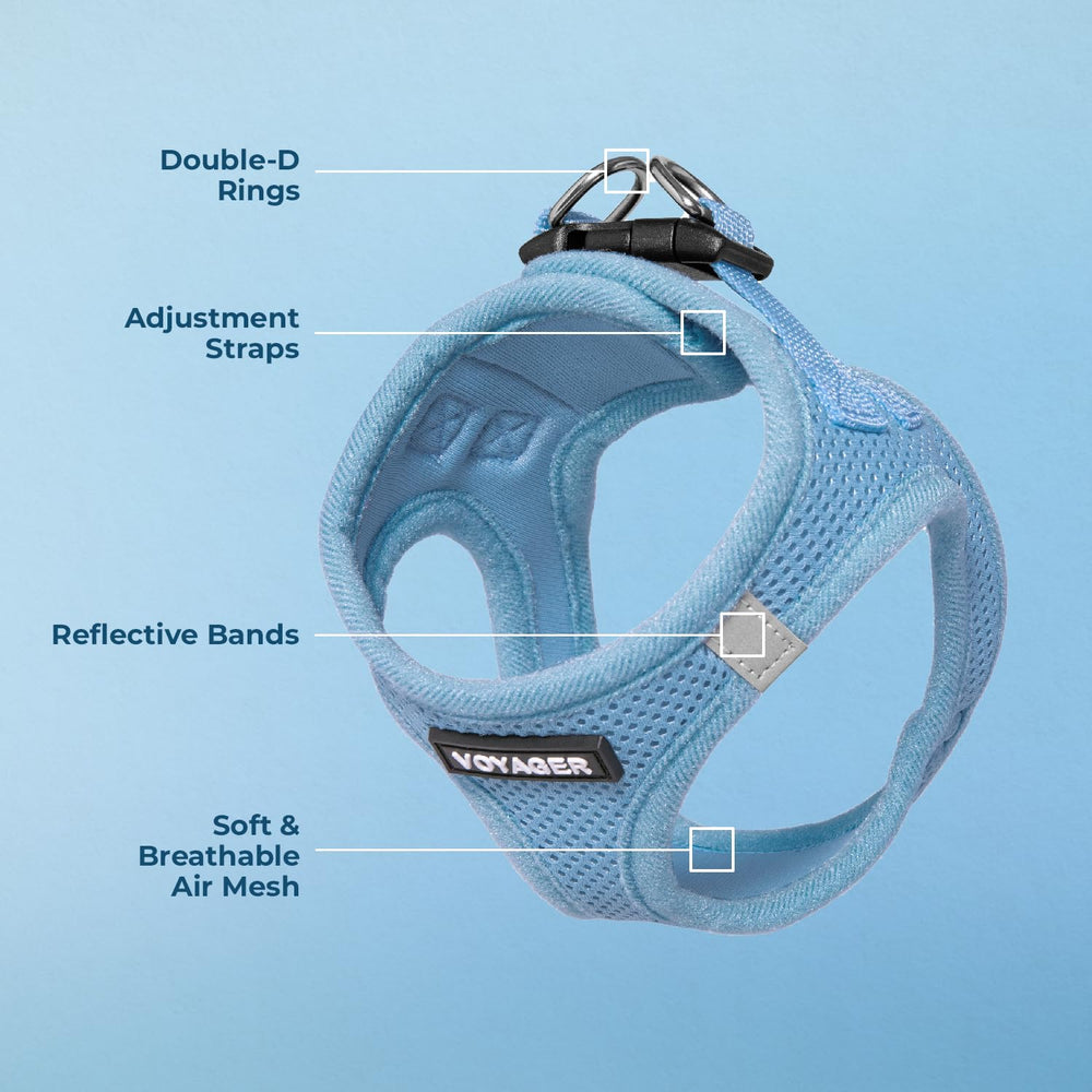 Best Pet Supplies Voyager harnais bleu bébé, bandes réfléchissantes pour meilleure visibilité