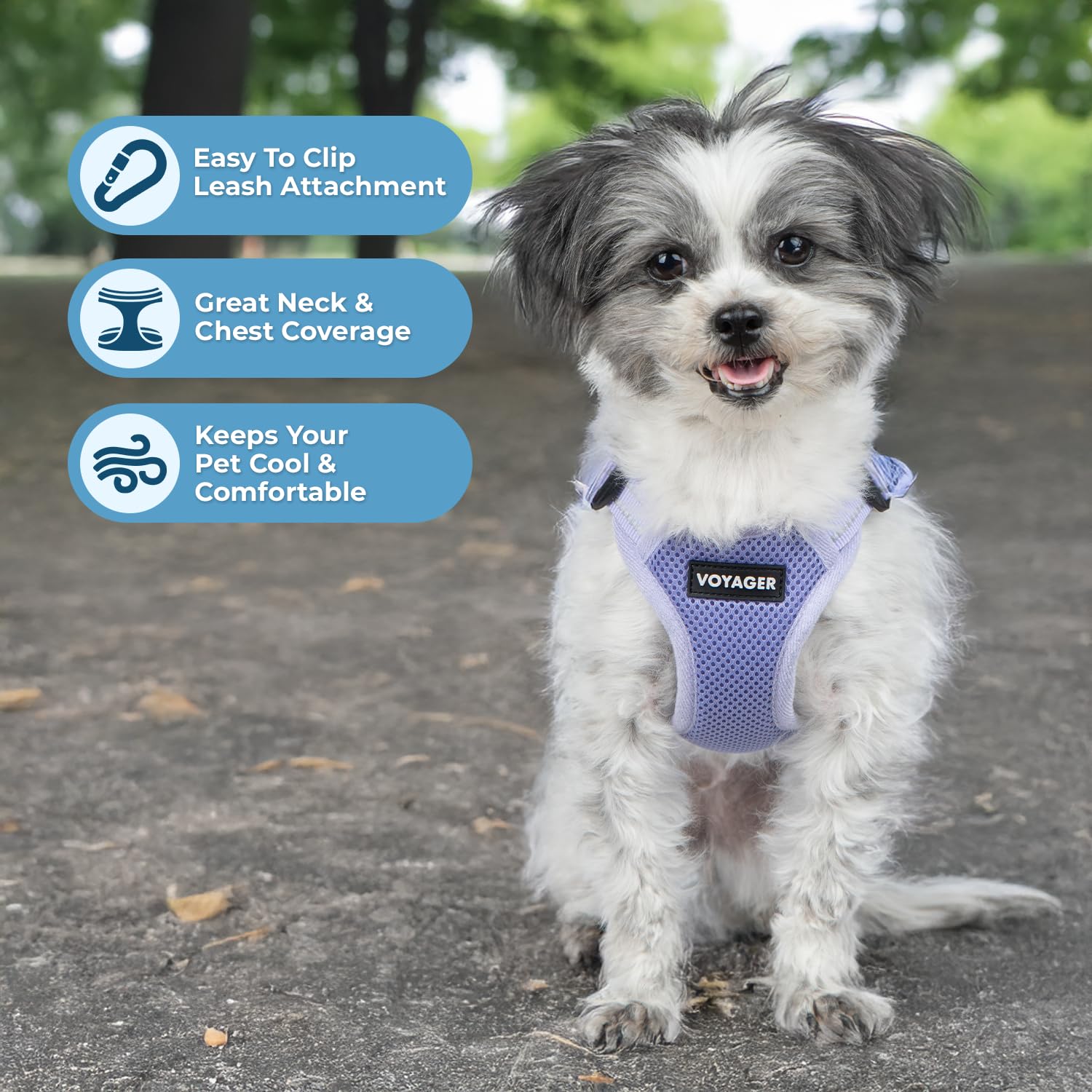 Harnais Best Pet Supplies Voyager en mesh lavande, ajustement précis et confort durable