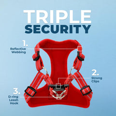Harnais Voyager en mesh respirant rouge pour un confort durable.