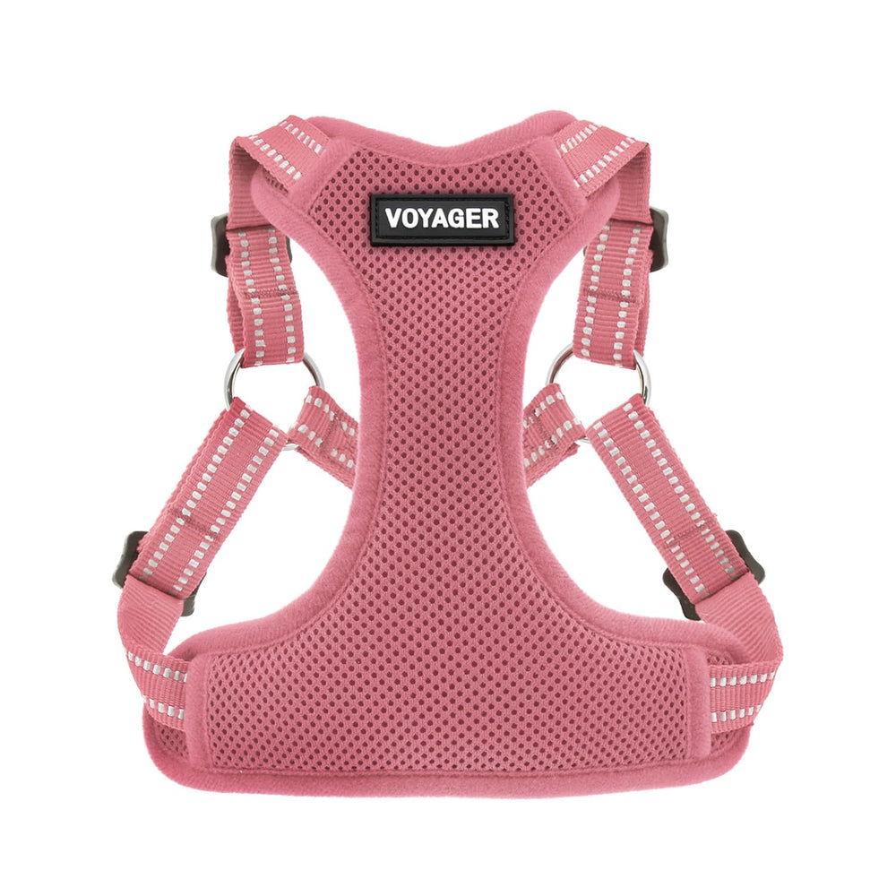 Harnais Best Pet Supplies Voyager rose, enfiler facilement pour des promenades sans stress.