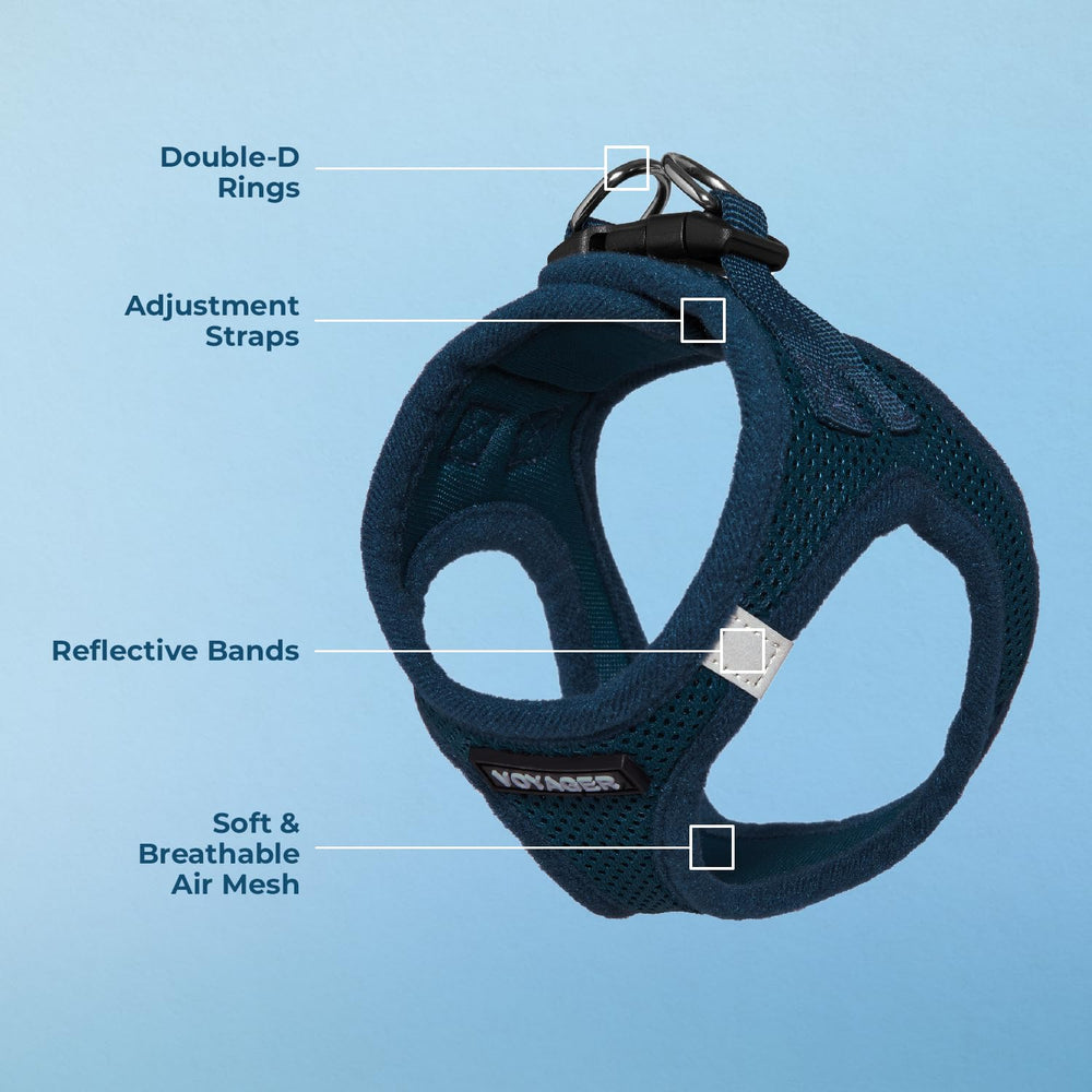 Best Pet Supplies Voyager Harnais Step-in Air bleu XS, fixation velcro sûre pour la promenade.