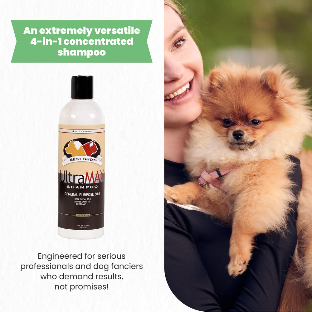 Best Shot Ultramax Pro: dilution 30:1 pour poils grossiers.