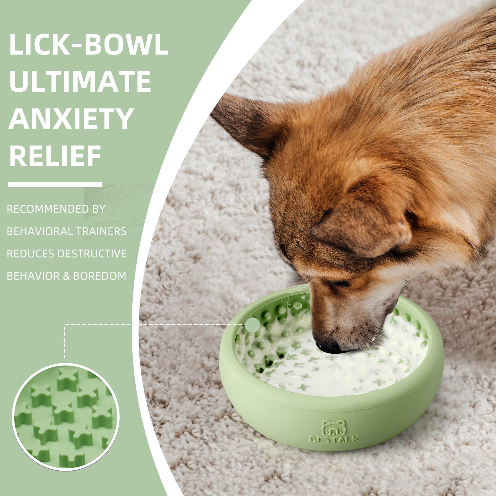 Bestalk bol léchage avec base anti-glissement pour chien stable