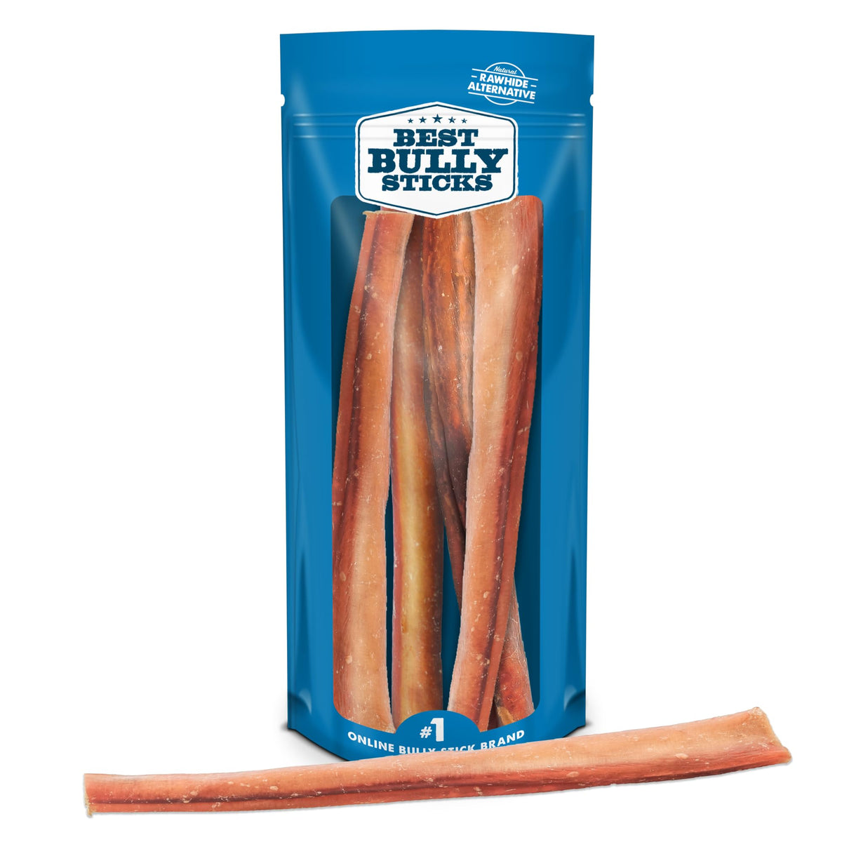 Best Bully Sticks batonnet jumbo pour grand chien, friandise naturelle et durable.