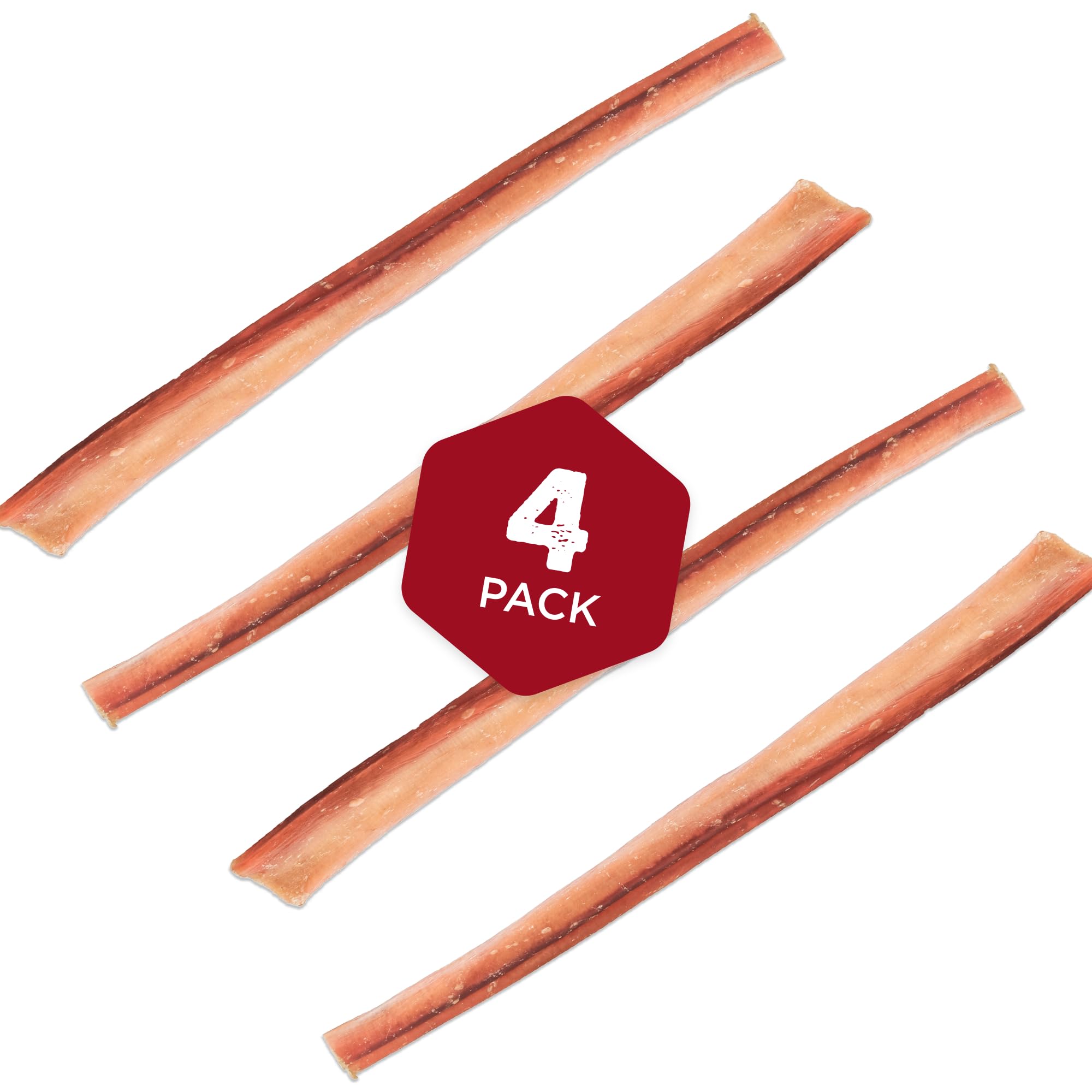 Pack de quatre baton nets jumbo Best Bully Sticks pour grands chiens.