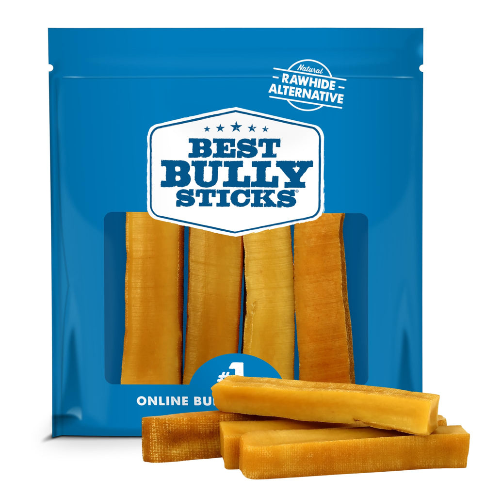 Best Bully Sticks Yak Cheese: paquet gros, quatre unités, friandise durable pour chiens.