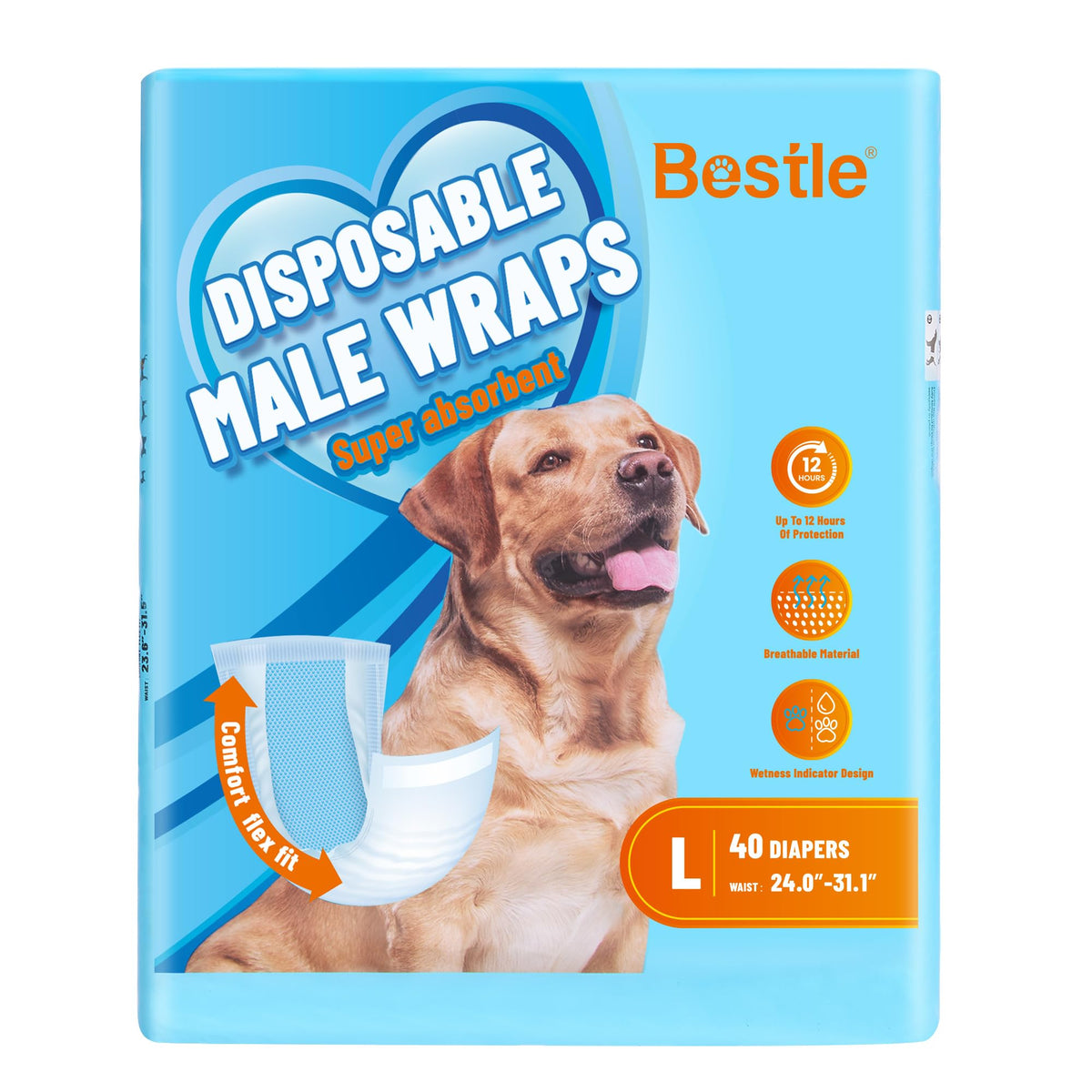 BESTLE couche-chien-male jetable absorption-extreme pour sorties propres.