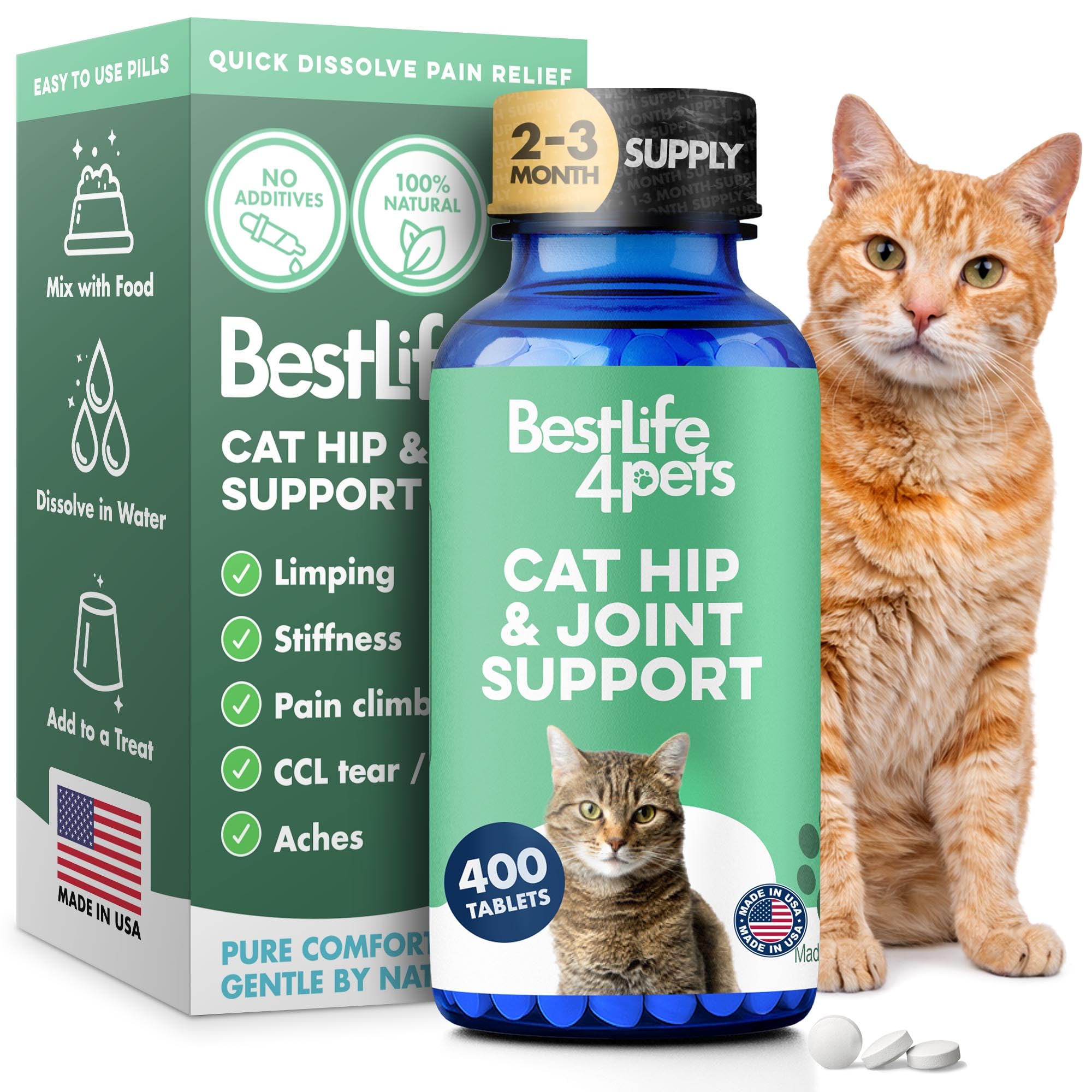 BestLife4Pets Chat: pilules inodores pour articulations, soutien quotidien