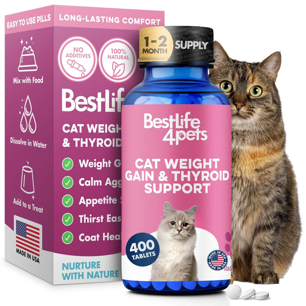 BestLife4Pets Gain Poids Chat: bouteille de pilules inodores favorisant une prise quotidienne.