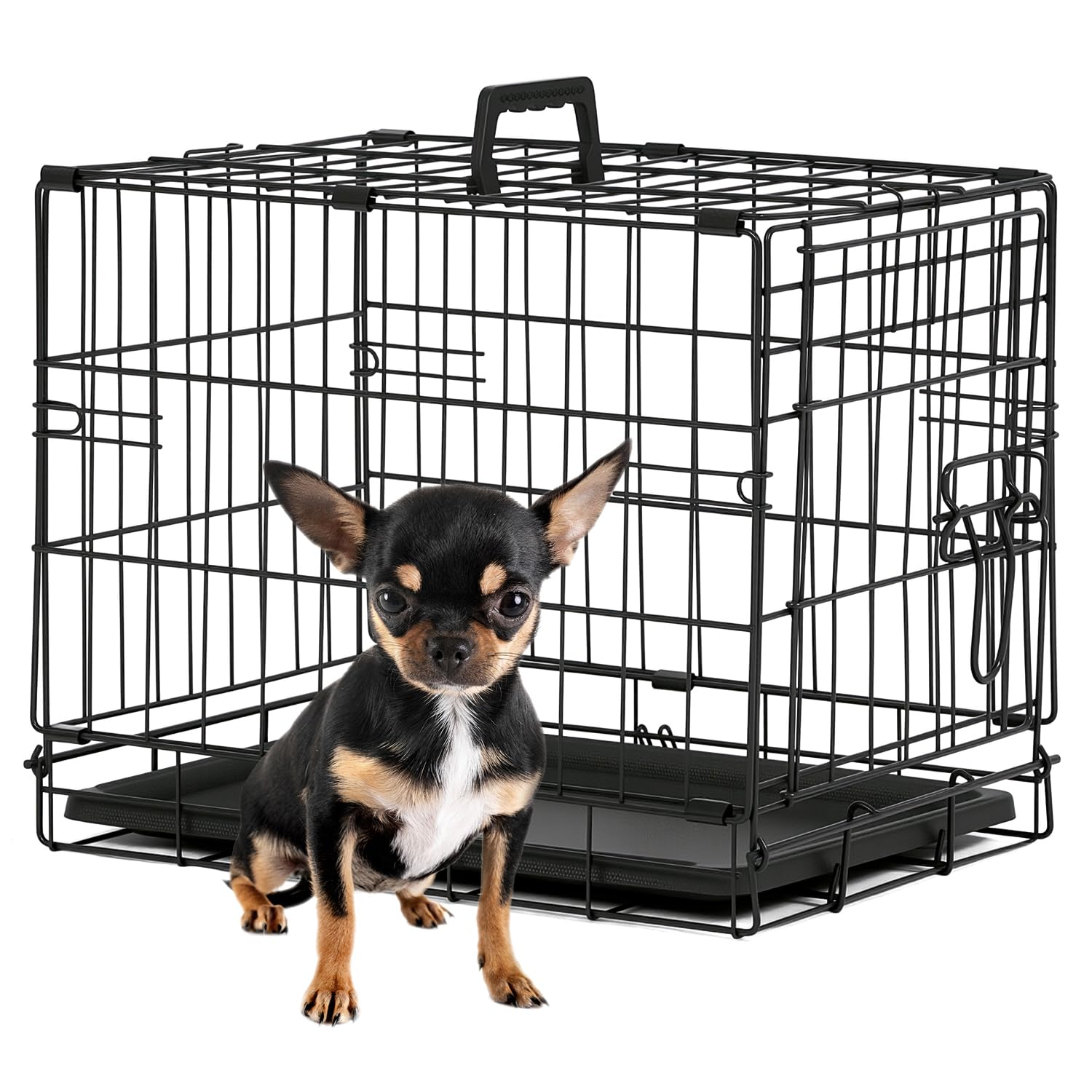 BestPet boîte pour chien 18 pouces noire, pliable et facile à transporter.