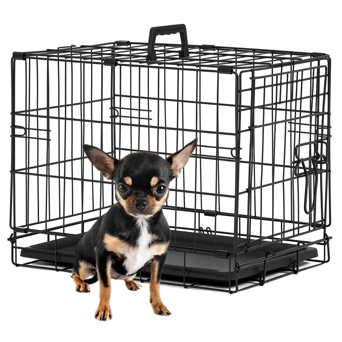 BestPet boîte pour chien 18 pouces noire, pliable et facile à transporter.