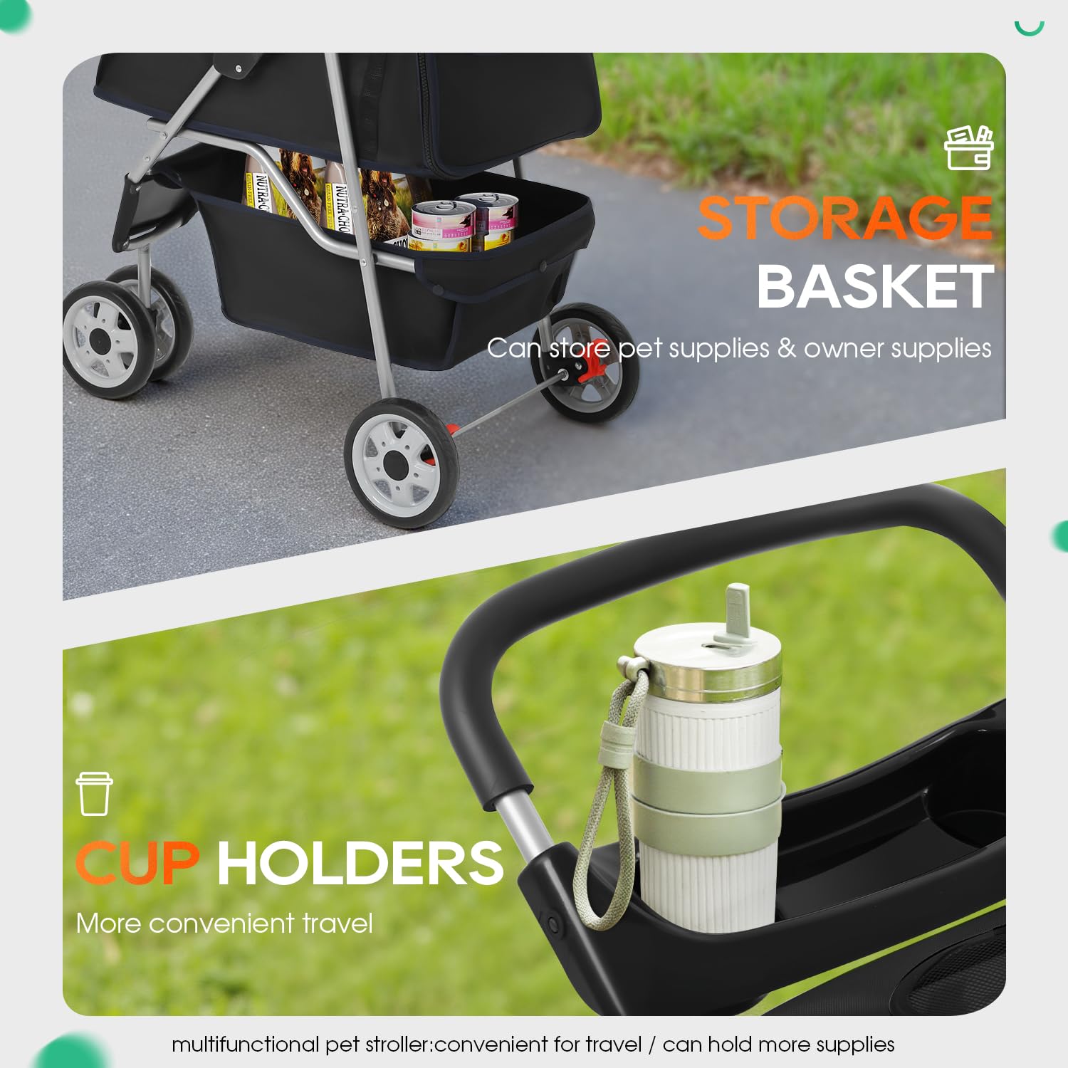 BestPet chariot cabine spacieuse pour animaux confortables.