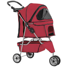 BestPet Poussette 3 roues pour chiens et chats, vue générale rouge