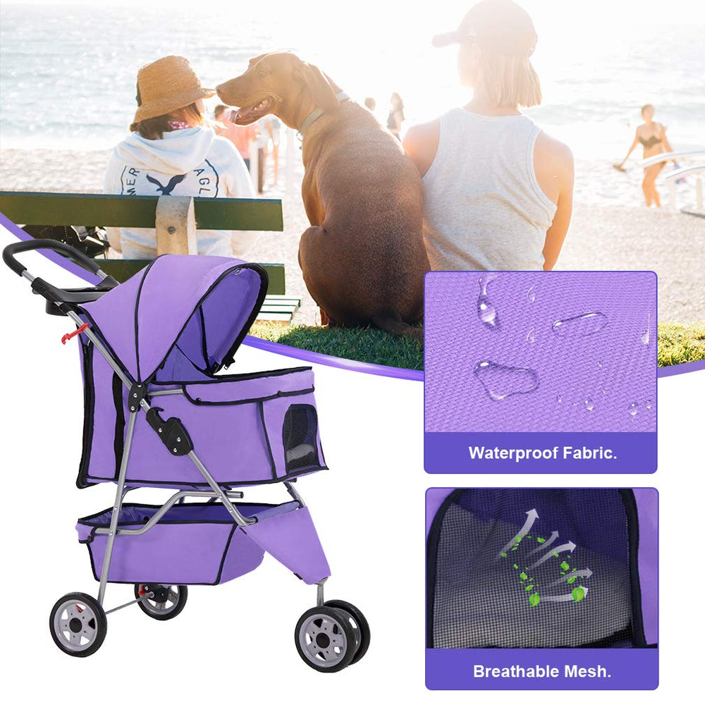 BestPet Poussette 3 Roues, pliage rapide pour rangement facile.