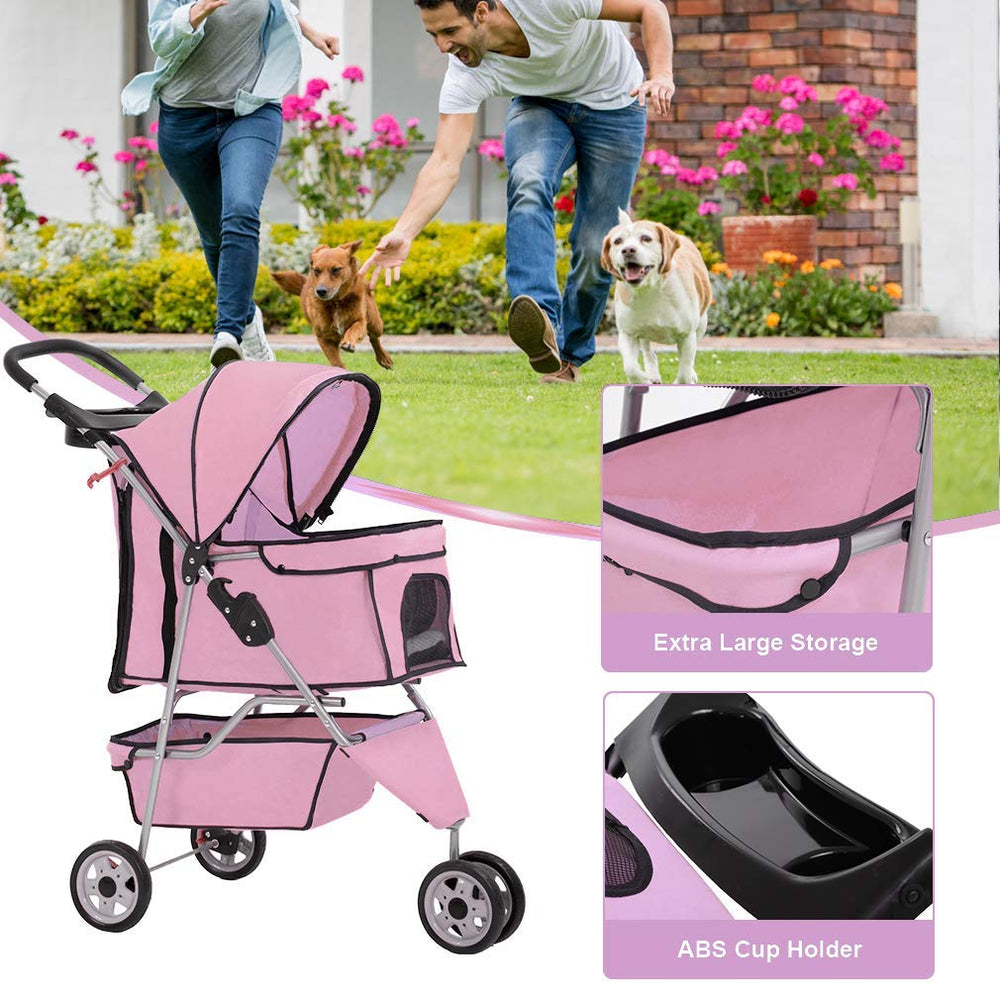 BestPet Poussette 3 Roues Rose – liner amovible facile à nettoyer.