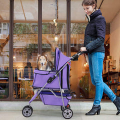 BestPet Poussette 3 Roues, roues 6,3 pouces franchissant terrains variés.