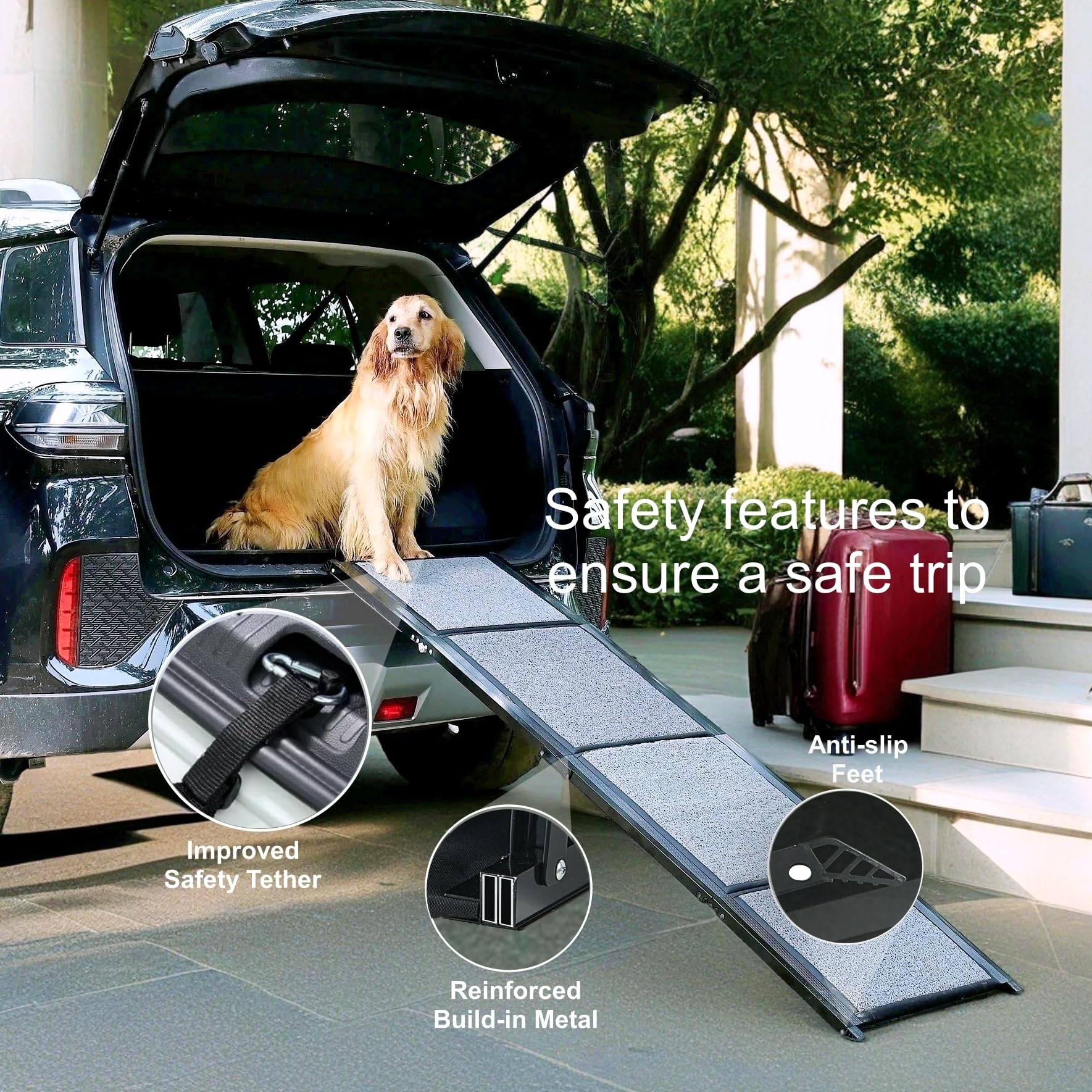 BestVida rampe securite-attache ajustable offre compatibilite avec differents vehicules.