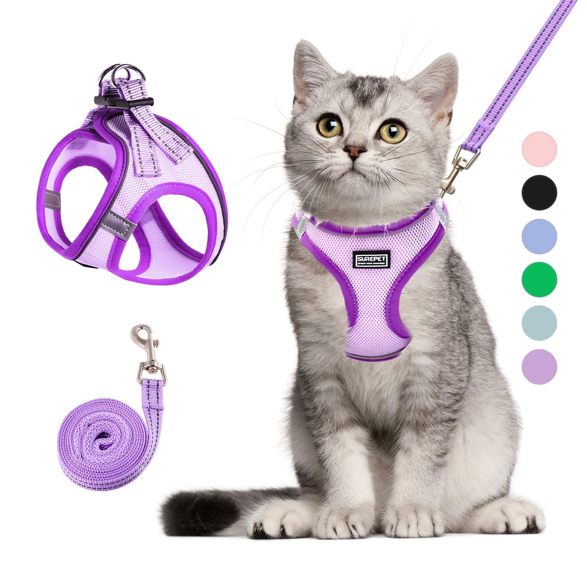 Betmaypet harnais chat doux et respirant pour balades confortables.
