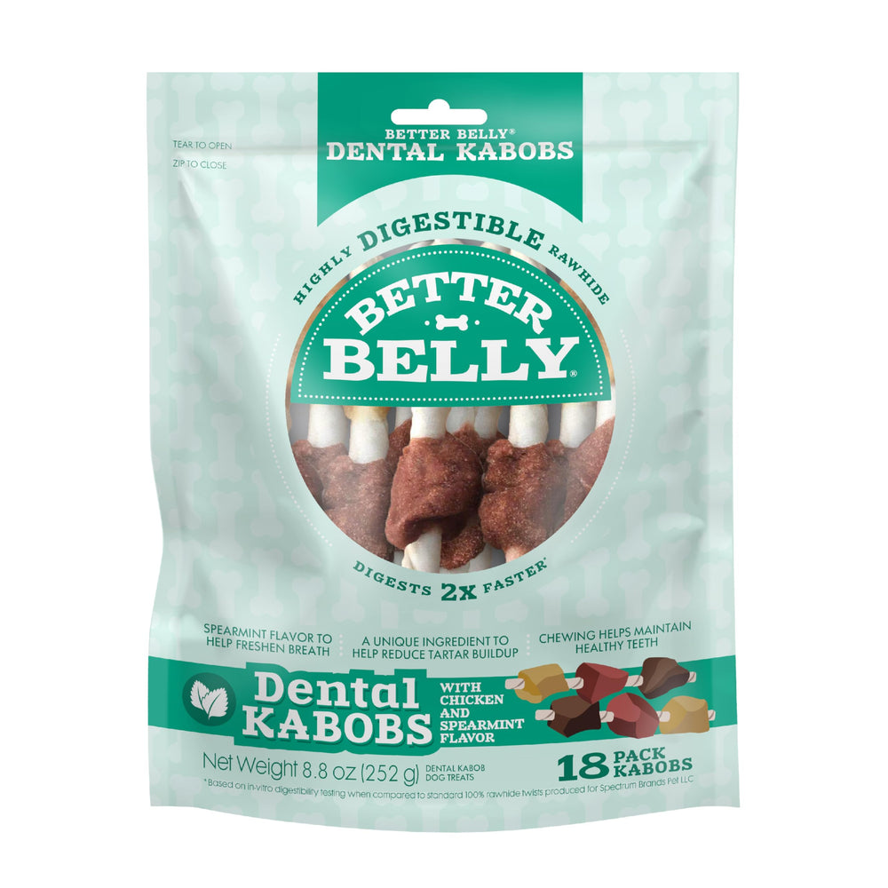 Emballage Better Belly Dental Kabobs, pratique pour l'hygiène dentaire de votre chien.