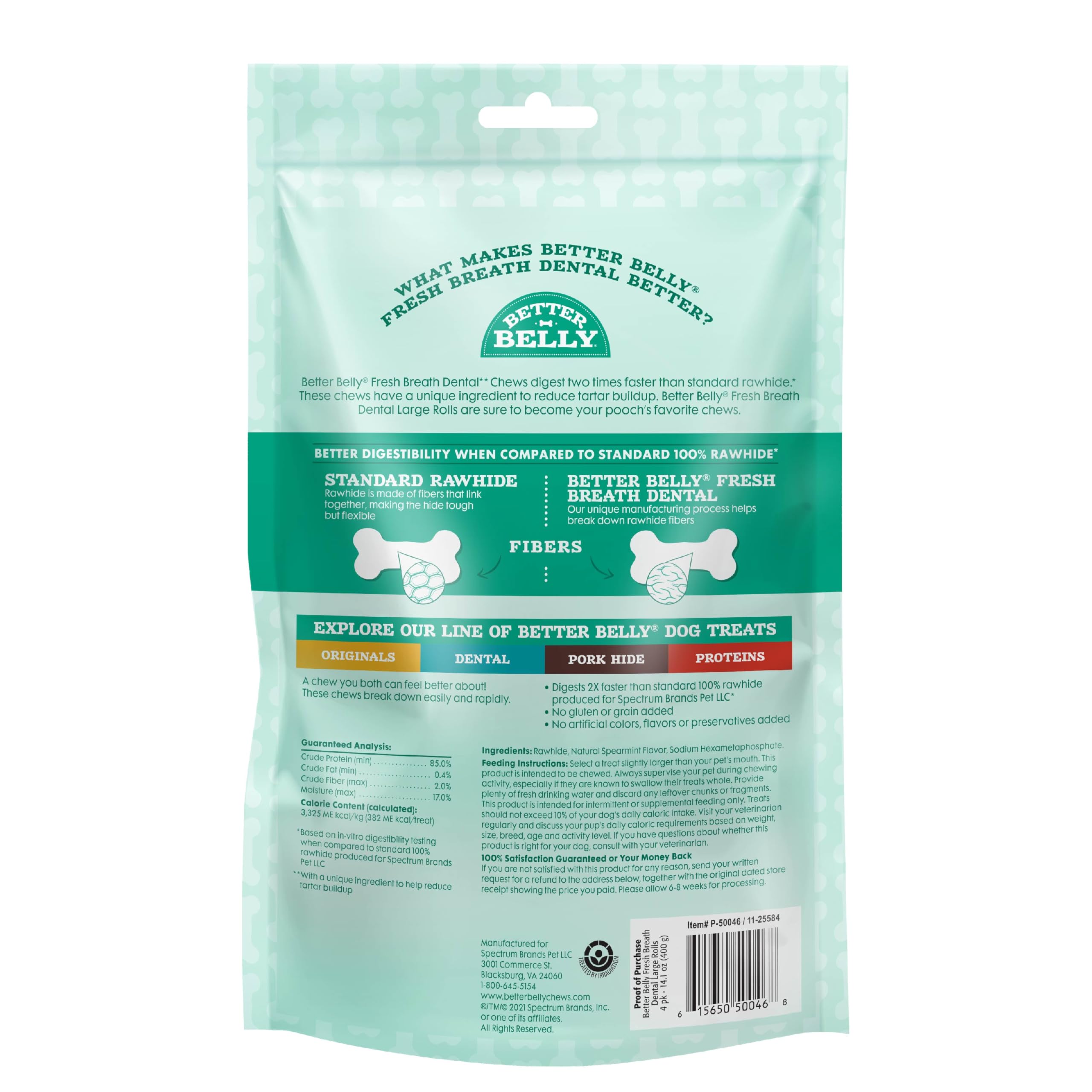 Better Belly friandises digestibles sans gluten pour chiens sensibles et faciles à mâcher.