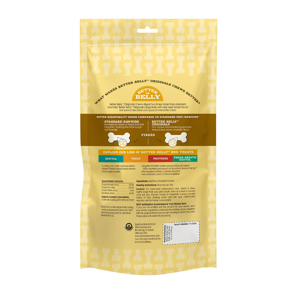 Better Belly Originals Large Rolls digestibilité rapide, pratique pour chiens actifs.