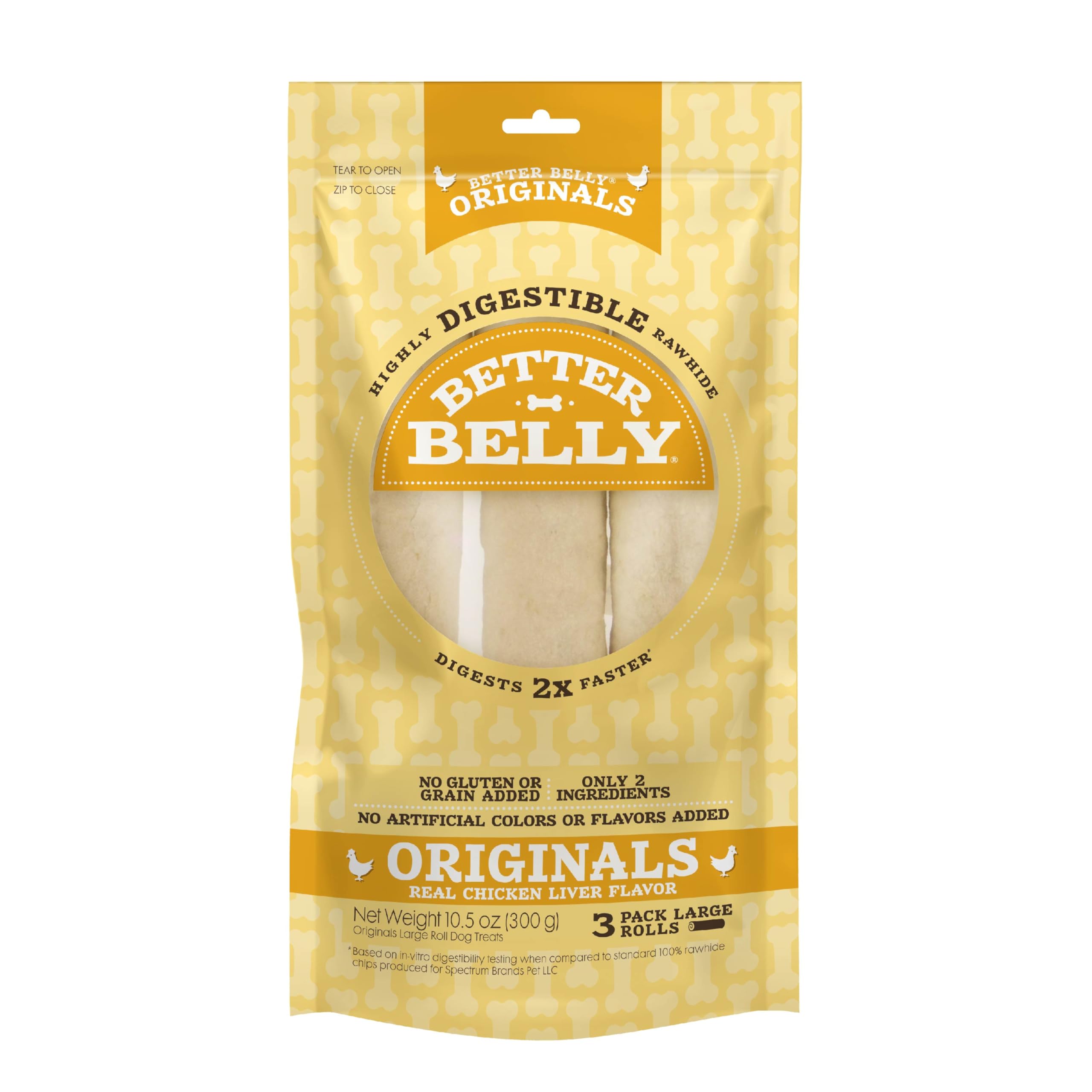 Better Belly – rouleau cuir brut naturel, friandise digeste pour chien.