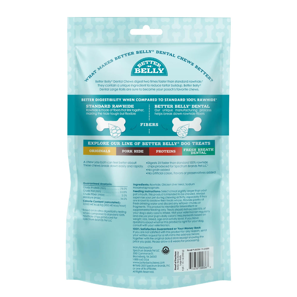 Better Belly – rouleaux dentaires grands, parfaits pour chiens de grande taille
