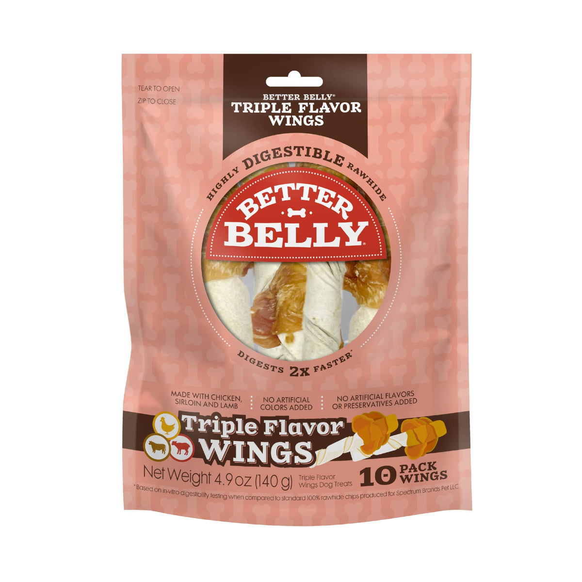 Better Belly Ailes Triple Saveurs — texture dense pour friandise durable et appétissante.