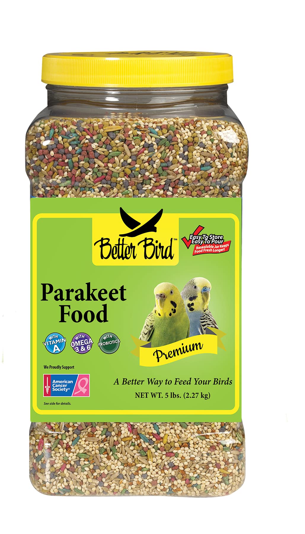 Better Bird: bocal de 2,27 kg pour nourriture de perruche, équilibre nutritionnel.