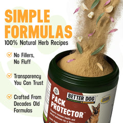 Better Dog Supplements Pack Protector – mélangé herbal, ingrédients naturels