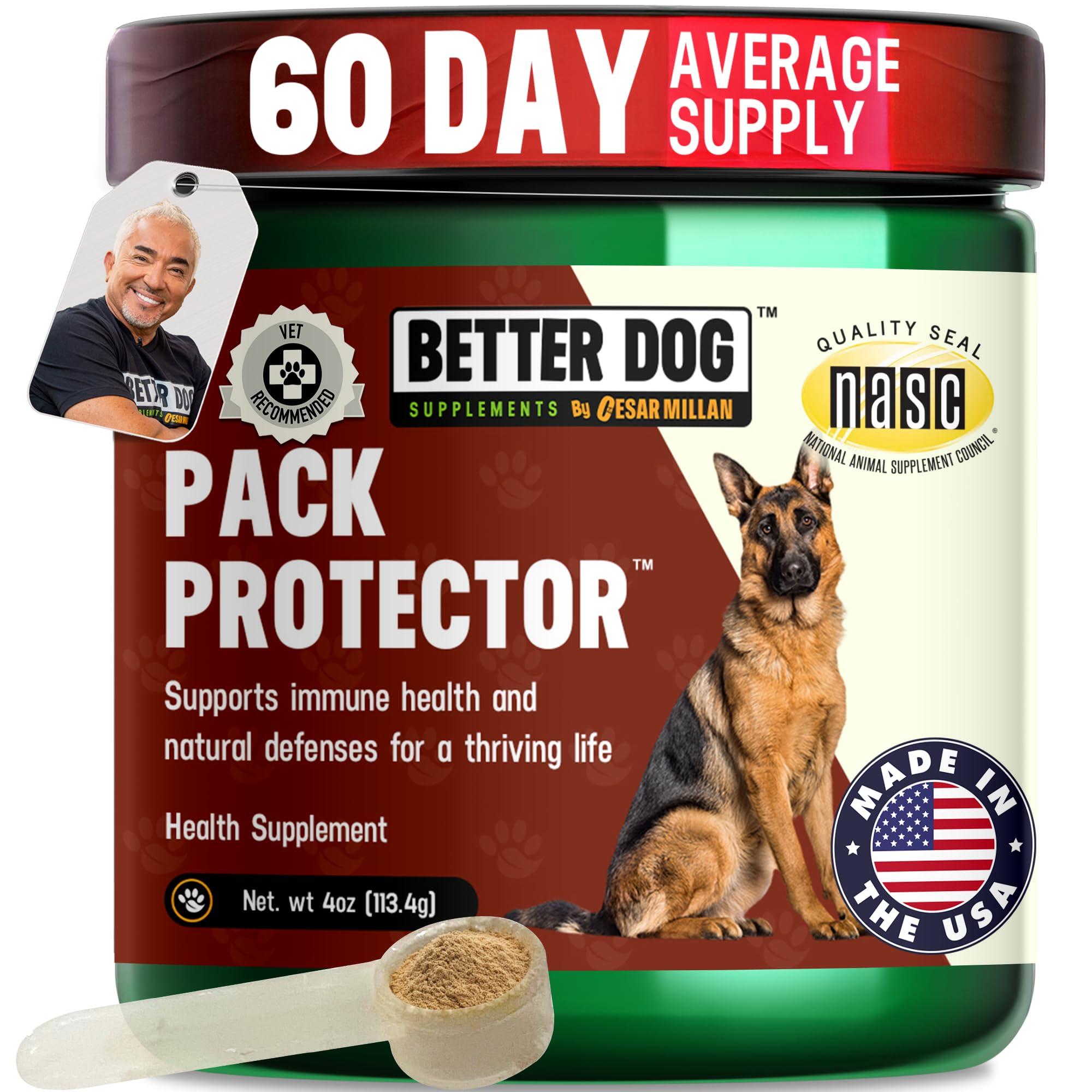 Better Dog Supplements Pack Protector – poudre immunité pour chiens, soutien potentiel