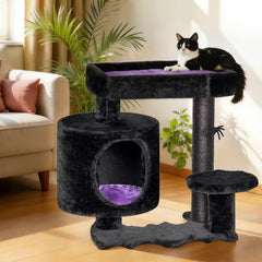BEWISHOME Arbre à chat design gothique noir-violet, apporte une allure élégante à votre intérieur.
