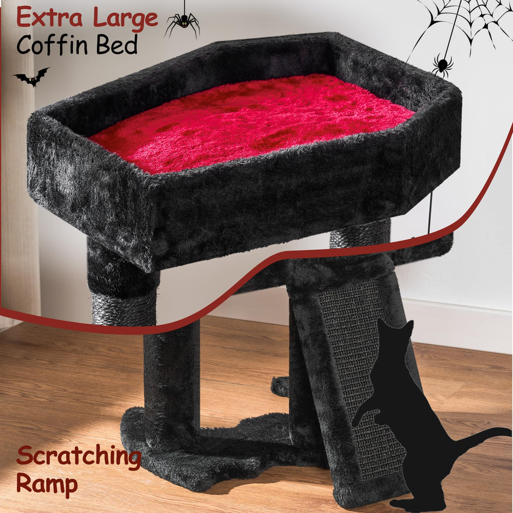 BEWISHOME arbre-chat design noir et rouge pour décor gothique.